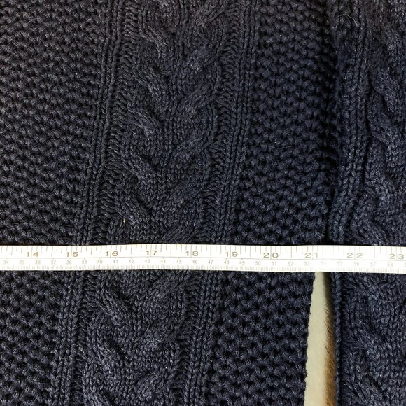 Van Heusen Vintage Over Easy - Chunky Cable Knit Pullover Sweater Men XL Navy - Picture 4 of 5